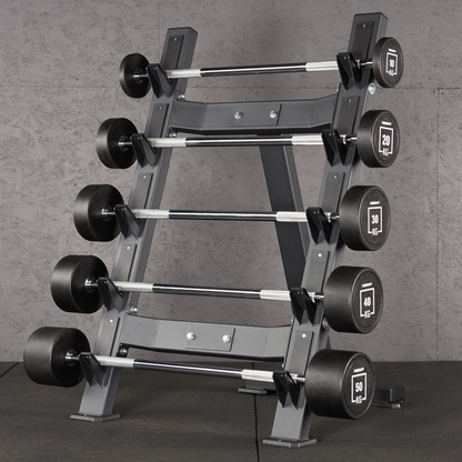 Mirafit 5 Fixed Weight Barbell Set With Storage Rack