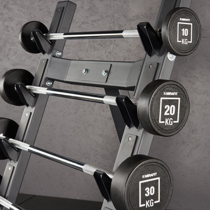 Mirafit 5 Fixed Weight Barbell Set With Storage Rack