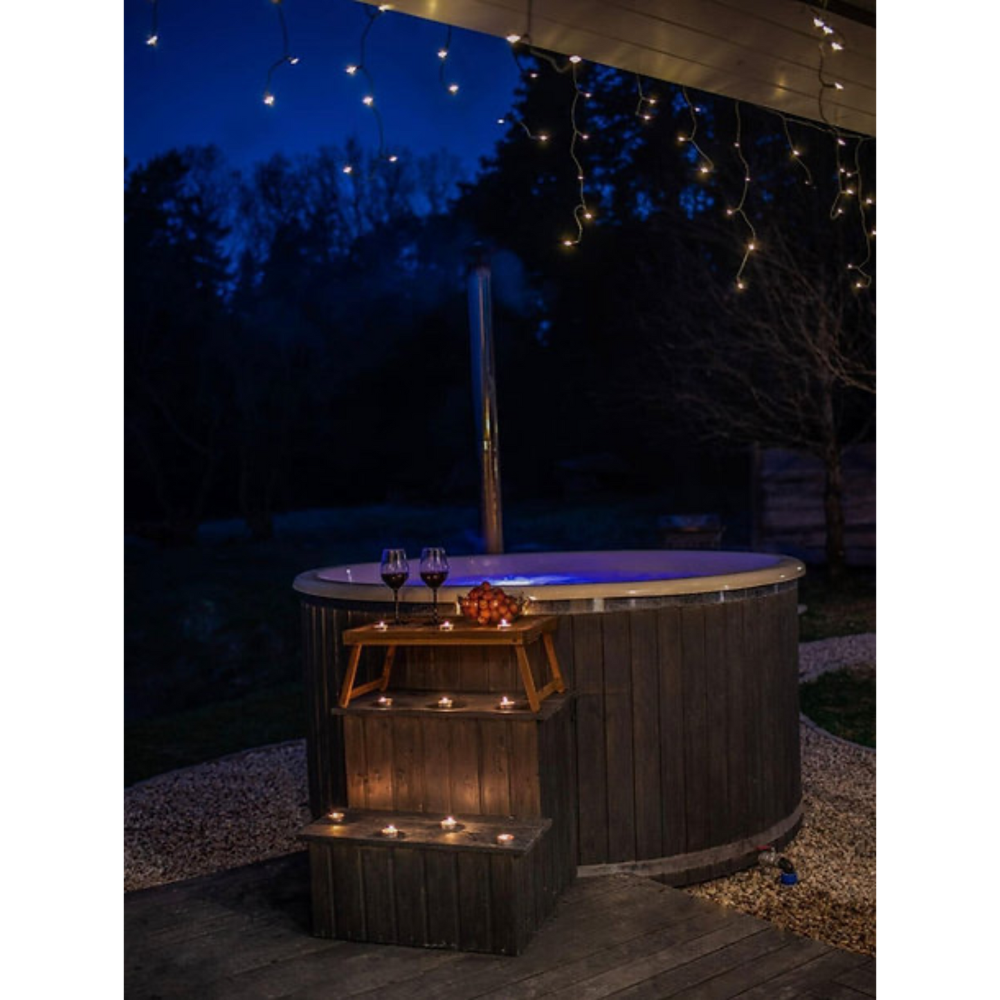 Ofuro 6-8 Person External Square Wood Fired Hot Tub - Deluxe