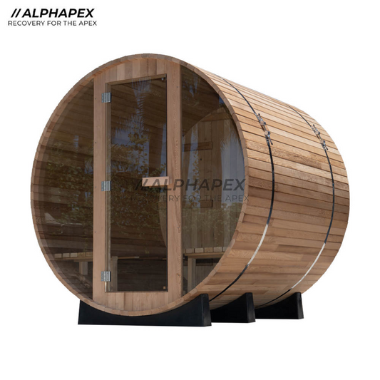 4-6 Person Traditional Outdoor Deluxe Barrel Sauna with Glass Front