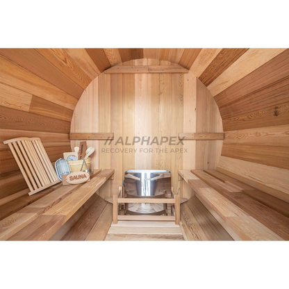 4-6 Person Traditional Outdoor Deluxe Barrel Sauna with Glass Roof