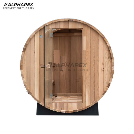 4-6 Person Traditional Outdoor Deluxe Barrel Sauna with Glass Roof