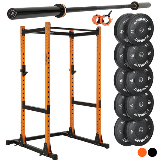 Mirafit M200/M200S Power Rack With Barbell & Weight Set