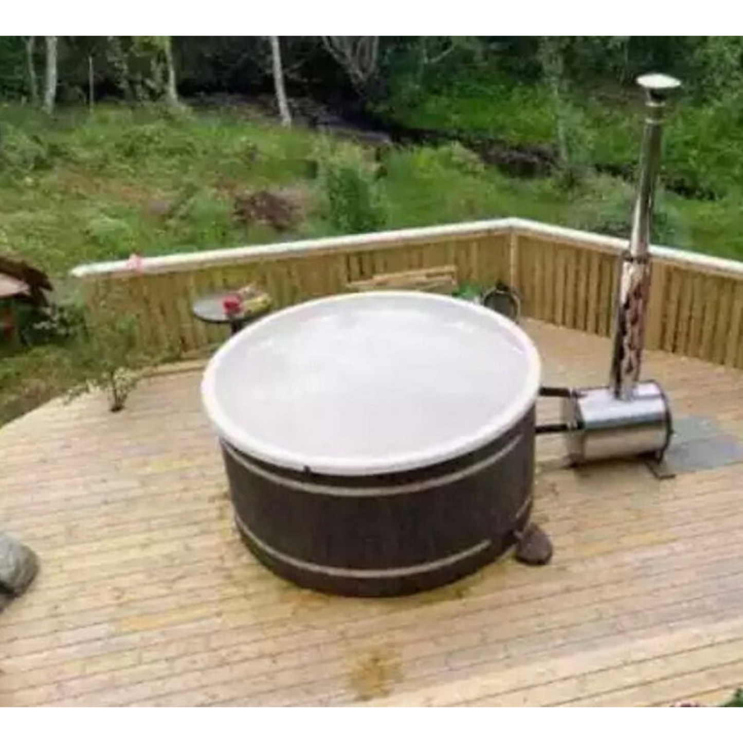 Ofuro 6-8 Person External Round Wood Fired Hot Tub