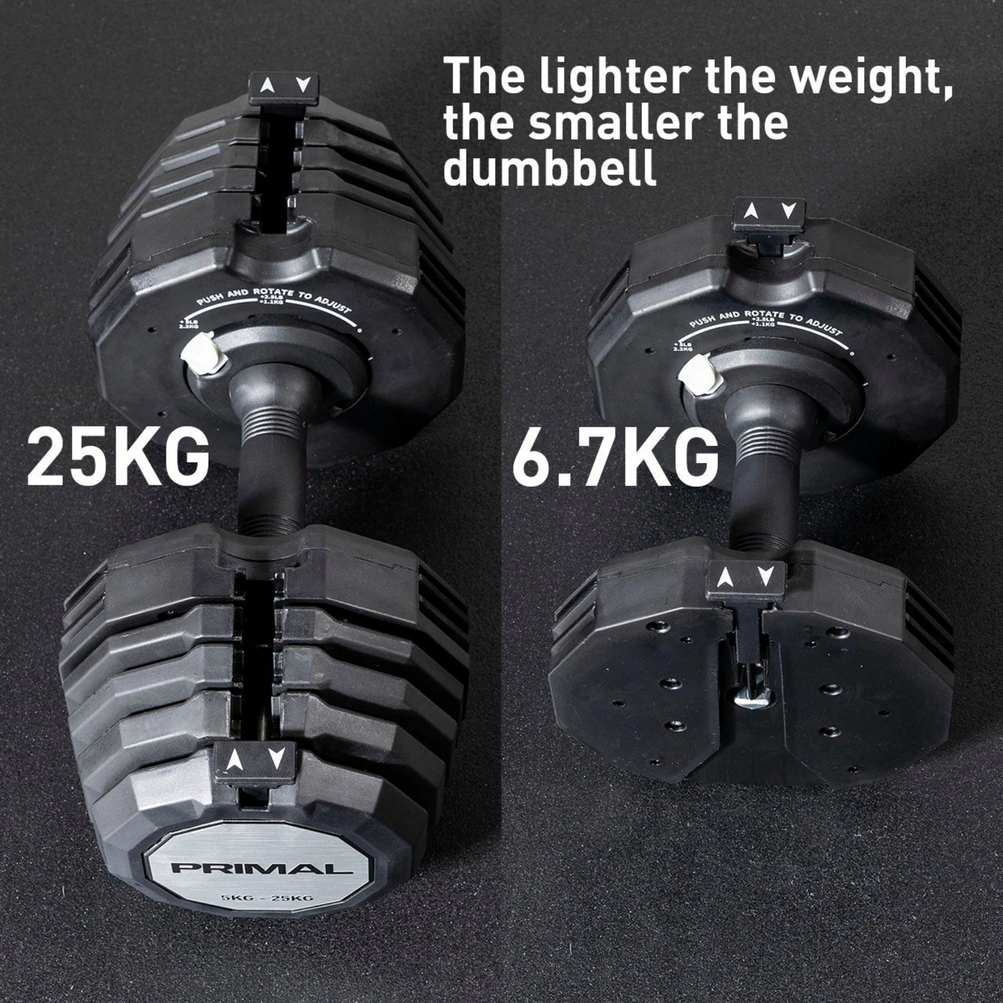 Primal Personal Series Adjustable Dumbbell - 25kg/55lb (SINGLE)