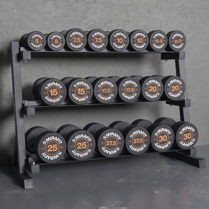 Mirafit Rubber Dumbbell and 3 Tier Weight Rack