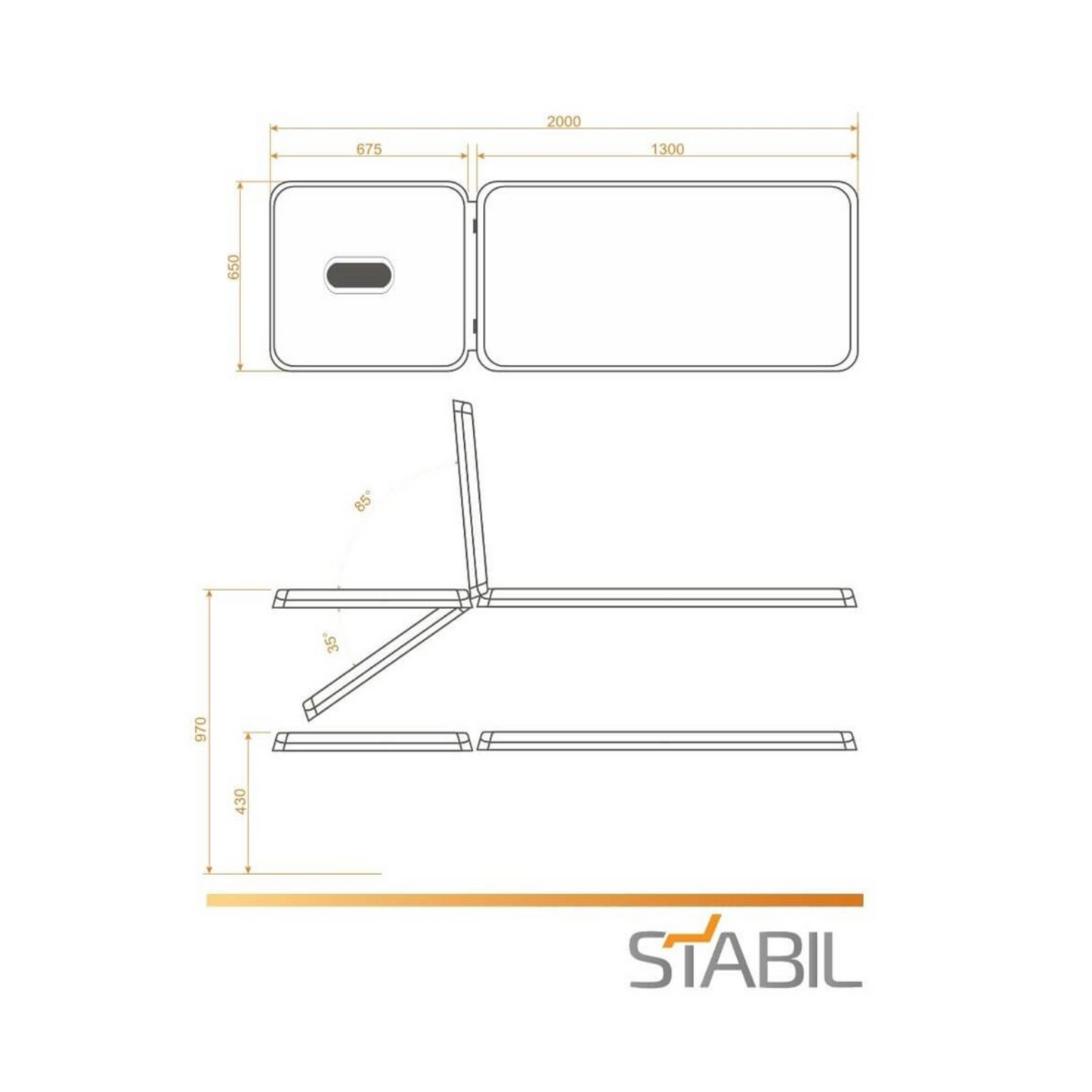 Stabil Pro 2-Section Treatment Table - White Frame