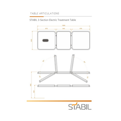 Stabil Pro 3-Section Electric Treatment Table - Black Frame